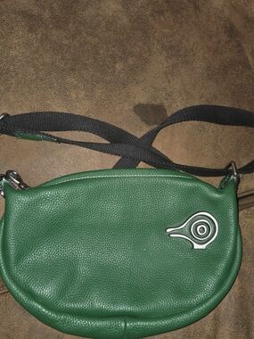 Orabird Green Leather Crossbody with Silver Emblem